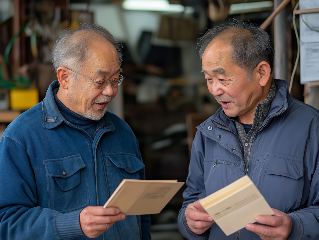 男性二人が話し合いをしている